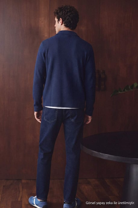 TRENDYOL MAN Men's Dark blue Plain Long Regular fit Sweatshirts - Image 3