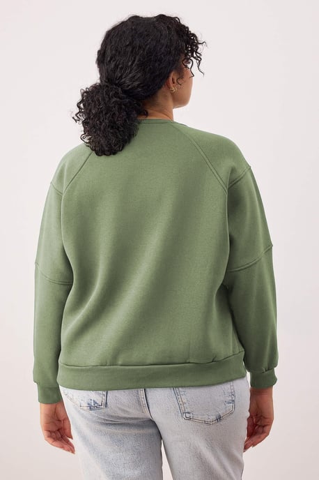 Trendyol Curve Dam Khaki Slogan Lång Regular fit Plus size Sweatshirts - Image 4