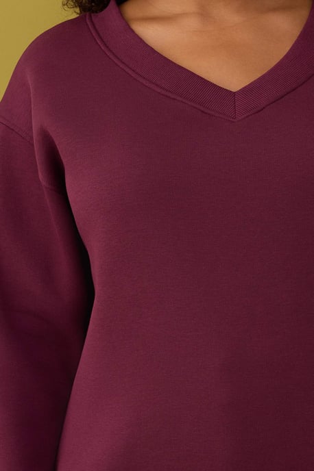 Trendyol Curve Dam Vinröd Enfärgad Lång Relaxed fit Plus size Sweatshirts - Image 2