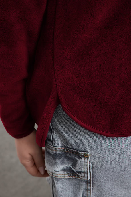 Trendyol Curve Dam Vinröd Enfärgad Lång Oversize Plus size Sweatshirts - Image 4