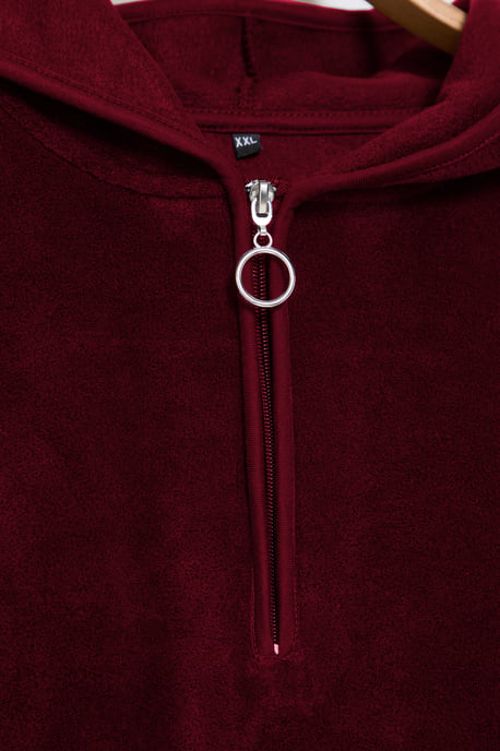 Trendyol Curve Dam Vinröd Enfärgad Lång Oversize Plus size Sweatshirts - Image 5