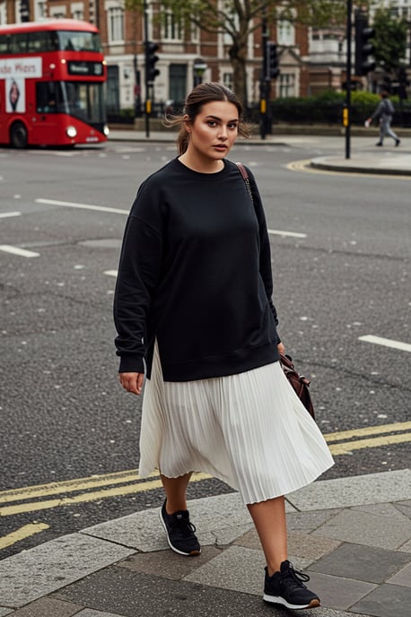 Trendyol Curve Dam Svart Enfärgad Lång Oversize Plus size Sweatshirts - Image 1