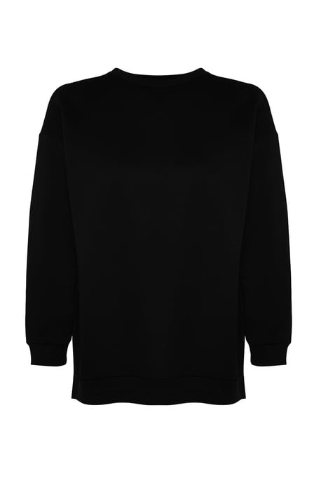 Trendyol Curve Dam Svart Enfärgad Lång Oversize Plus size Sweatshirts - Image 4