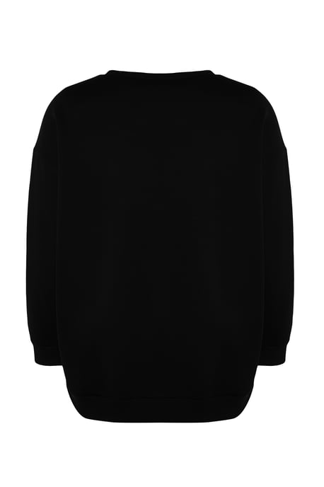 Trendyol Curve Dam Svart Enfärgad Lång Oversize Plus size Sweatshirts - Image 5