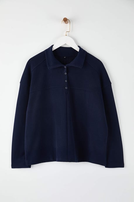 Trendyol Curve Dam Mörkblå Enfärgad Lång Oversize Plus size Sweatshirts - Image 2
