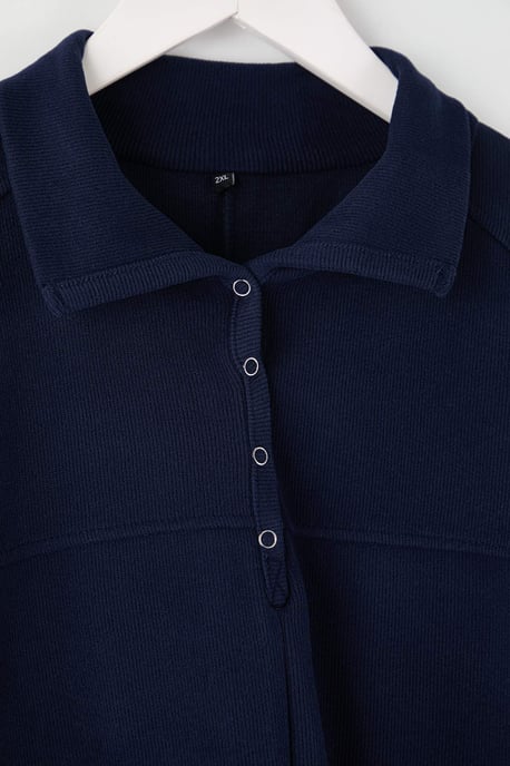 Trendyol Curve Dam Mörkblå Enfärgad Lång Oversize Plus size Sweatshirts - Image 3