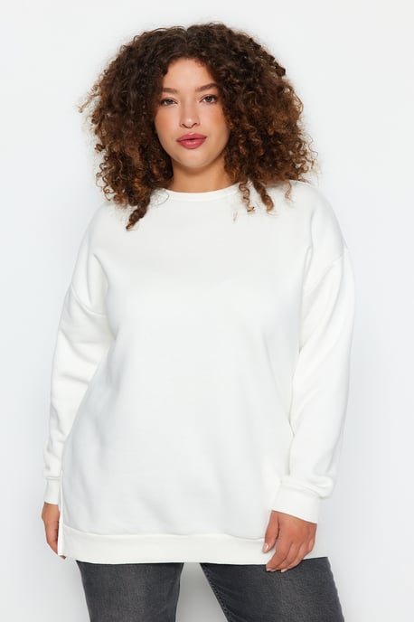 Trendyol Curve Dam Ecru Enfärgad Lång Oversize Plus size Sweatshirts - Image 2