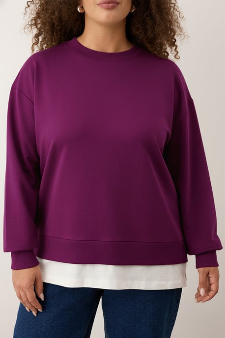 Trendyol Curve Dam Lila Enfärgad Lång Oversize Plus size Sweatshirts - Image 2