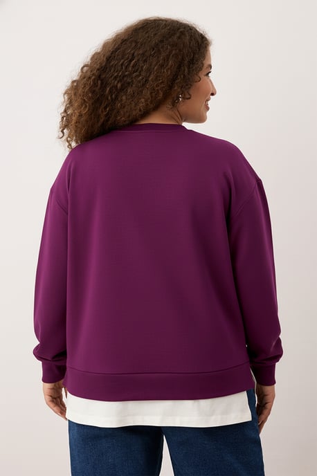 Trendyol Curve Dam Lila Enfärgad Lång Oversize Plus size Sweatshirts - Image 3