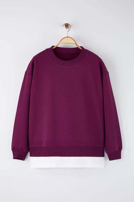 Trendyol Curve Dam Lila Enfärgad Lång Oversize Plus size Sweatshirts - Image 4