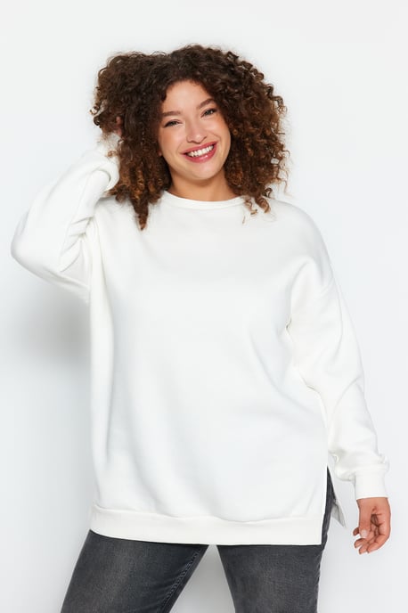 Trendyol Curve Dam Ecru Enfärgad Lång Oversize Plus size Sweatshirts - Image 6