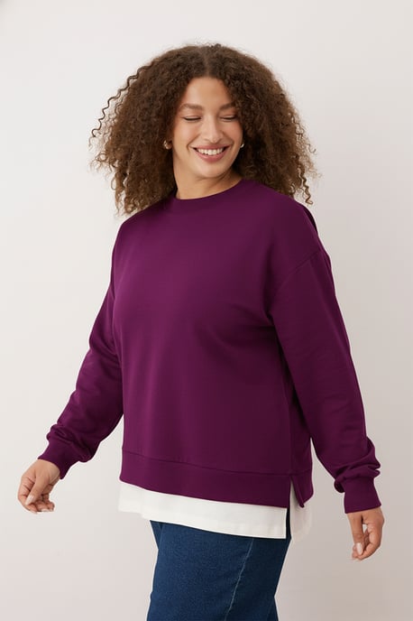 Trendyol Curve Dam Lila Enfärgad Lång Oversize Plus size Sweatshirts - Image 6