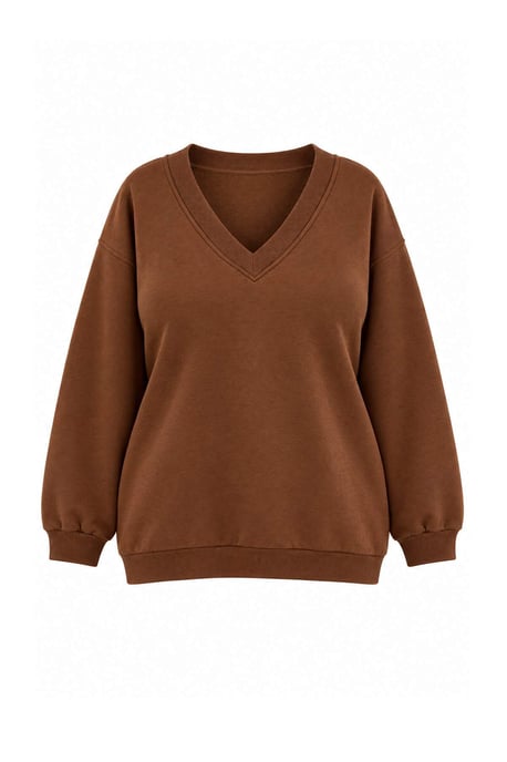 Trendyol Curve Dam Brun Enfärgad Lång Relaxed fit Plus size Sweatshirts - Image 1