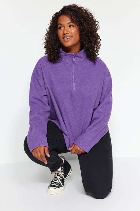 Trendyol Curve Dam Lila Enfärgad Lång Oversize Plus size Sweatshirts - Image 1