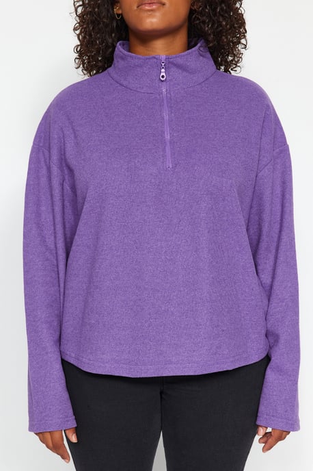 Trendyol Curve Dam Lila Enfärgad Lång Oversize Plus size Sweatshirts - Image 2