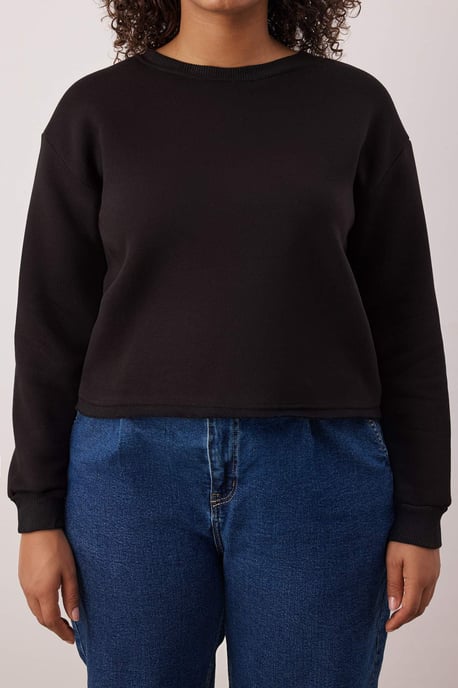 Trendyol Curve Dam Svart Enfärgad Lång Regular fit Plus size Sweatshirts - Image 2
