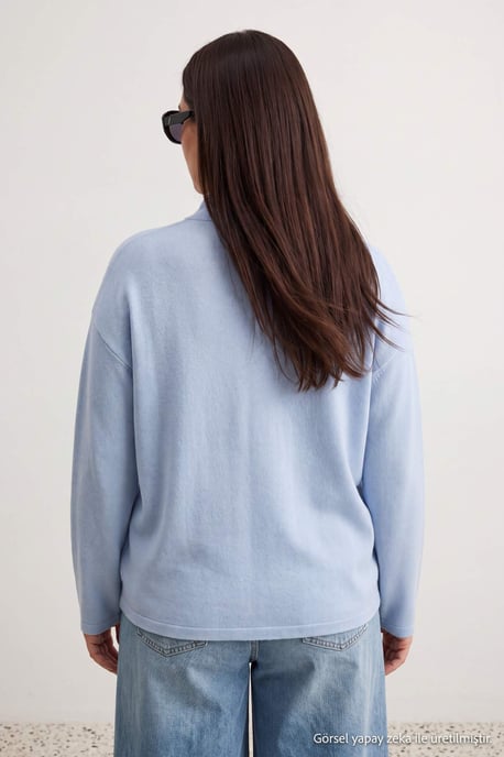 Trendyol Curve Dam Blå Enfärgad Lång Oversize Plus size Sweatshirts - Image 2