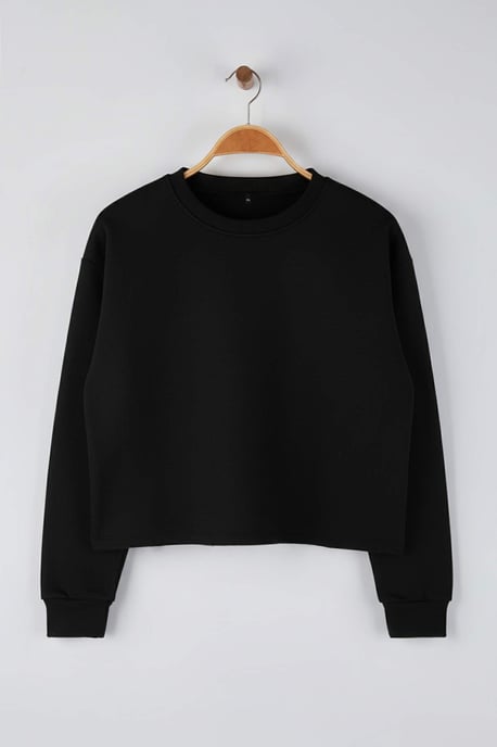 Trendyol Curve Dam Svart Enfärgad Lång Regular fit Plus size Sweatshirts - Image 4