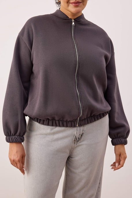 Trendyol Curve Dam Grå Enfärgad Lång Oversize Plus size Sweatshirts - Image 2