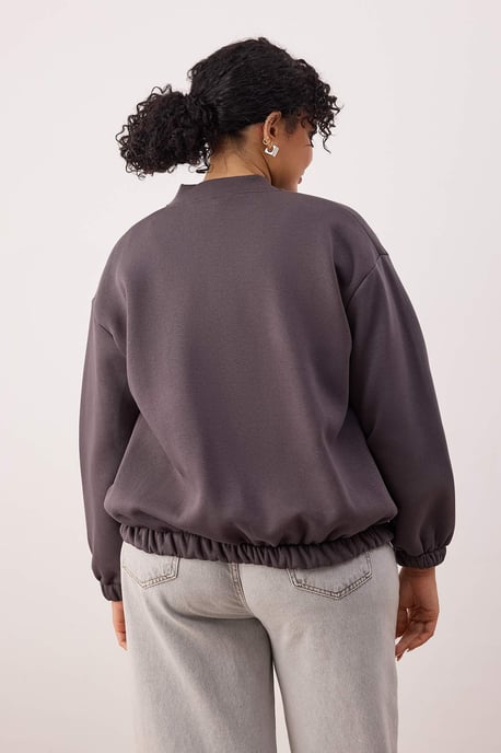 Trendyol Curve Dam Grå Enfärgad Lång Oversize Plus size Sweatshirts - Image 3