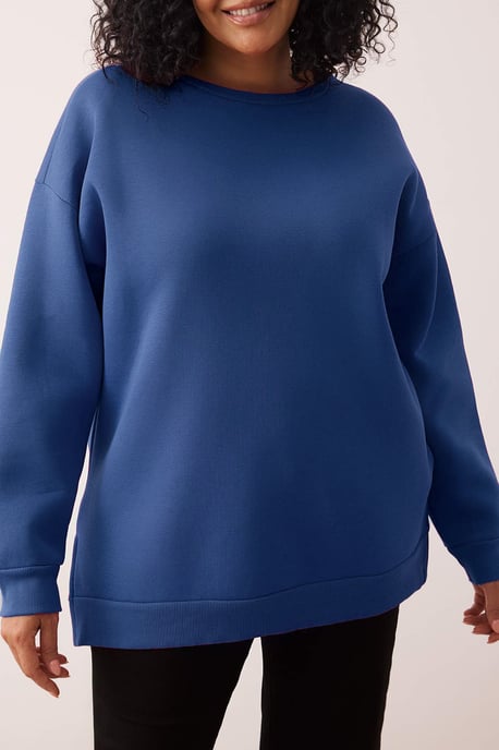 Trendyol Curve Dam Mörkblå Enfärgad Lång Oversize Plus size Sweatshirts - Image 2