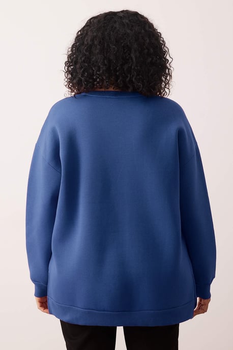 Trendyol Curve Dam Mörkblå Enfärgad Lång Oversize Plus size Sweatshirts - Image 3