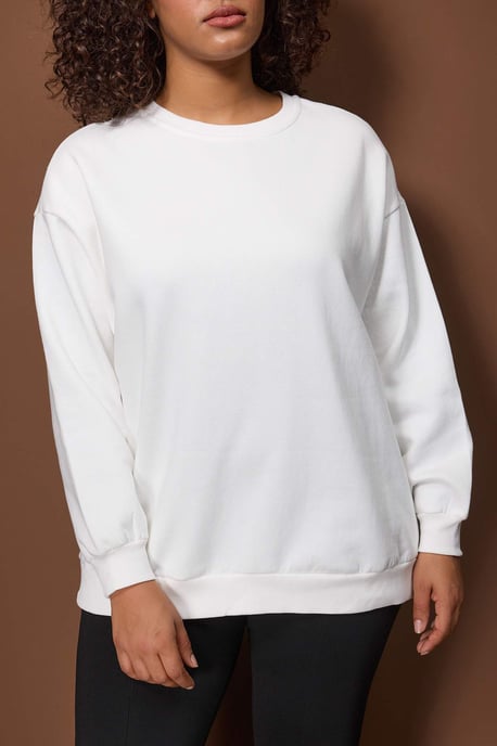 Trendyol Curve Dam Vit Enfärgad Lång Oversize Plus size Sweatshirts - Image 2