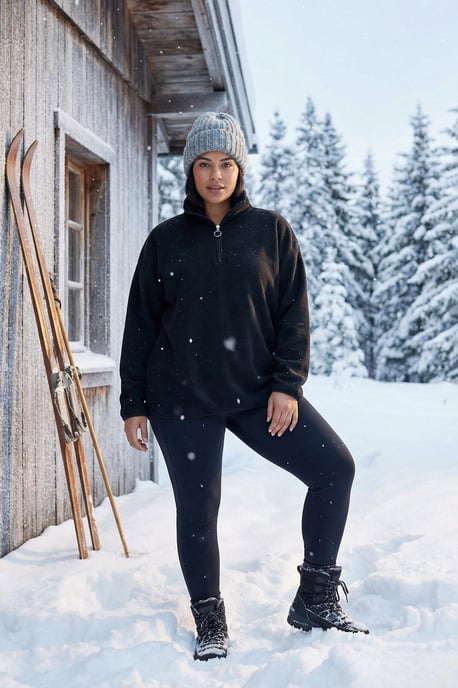 Trendyol Curve Dam Svart Enfärgad Lång Oversize Plus size Sweatshirts - Image 1