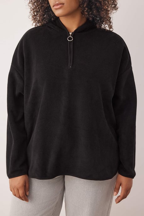 Trendyol Curve Dam Svart Enfärgad Lång Oversize Plus size Sweatshirts - Image 3