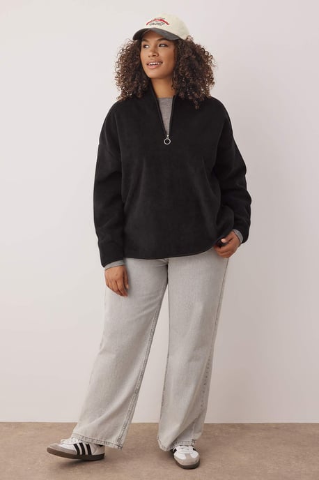 Trendyol Curve Dam Svart Enfärgad Lång Oversize Plus size Sweatshirts - Image 6