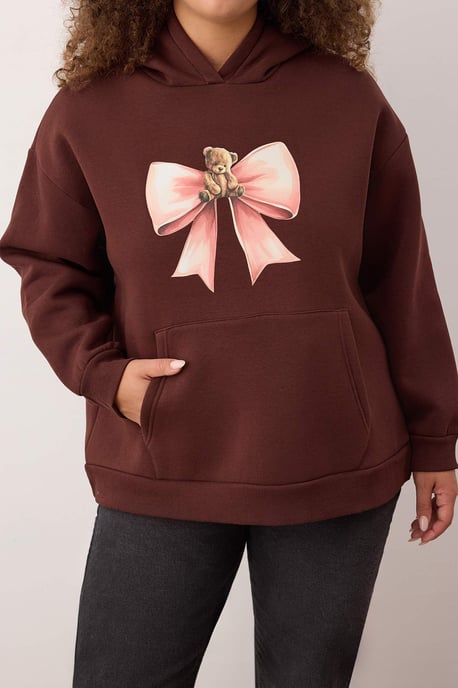 Trendyol Curve Dam Brun Djurmönster Lång Oversize Plus size Sweatshirts - Image 2