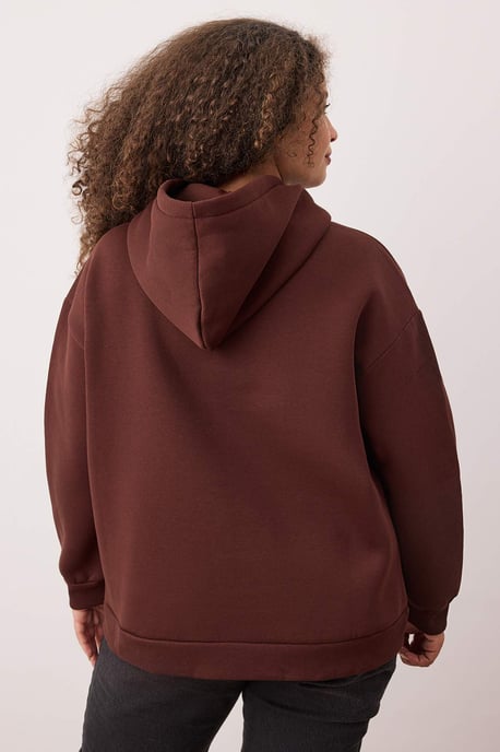 Trendyol Curve Dam Brun Djurmönster Lång Oversize Plus size Sweatshirts - Image 3