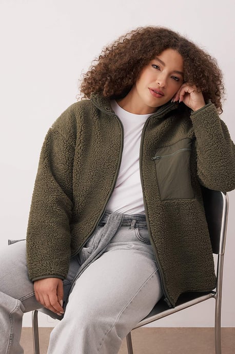 Trendyol Curve Dam Khaki Enfärgad Lång Oversize Plus size Sweatshirts - Image 2