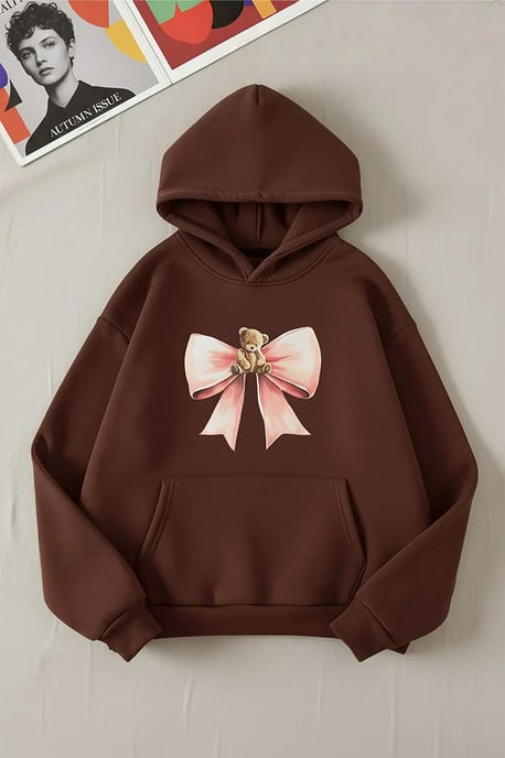 Trendyol Curve Dam Brun Djurmönster Lång Oversize Plus size Sweatshirts - Image 4