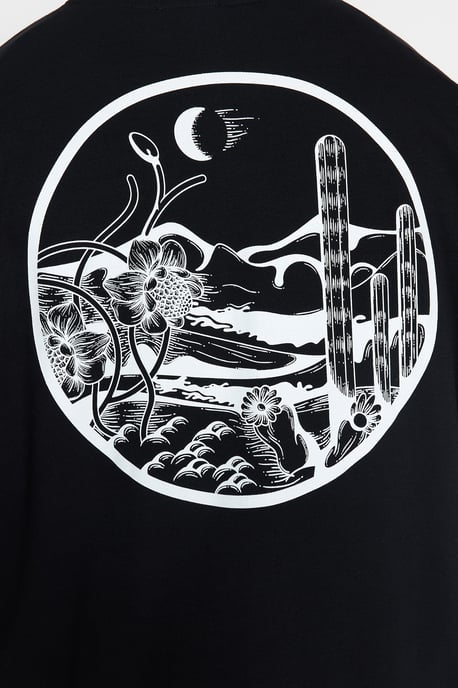 TRENDYOL MAN Herr Svart Tropiskt Lång Oversize Plus size Sweatshirts - Image 5