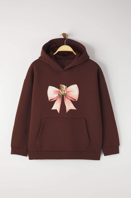 Trendyol Curve Dam Brun Djurmönster Lång Oversize Plus size Sweatshirts - Image 5