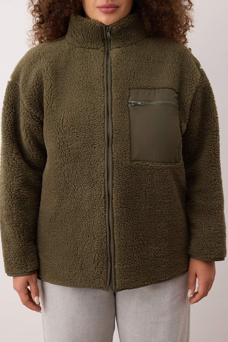Trendyol Curve Dam Khaki Enfärgad Lång Oversize Plus size Sweatshirts - Image 3