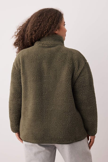 Trendyol Curve Dam Khaki Enfärgad Lång Oversize Plus size Sweatshirts - Image 4