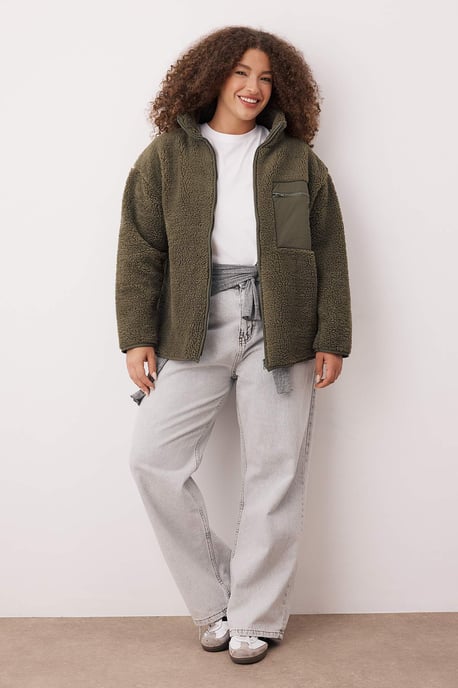 Trendyol Curve Dam Khaki Enfärgad Lång Oversize Plus size Sweatshirts - Image 6