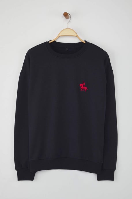 TRENDYOL MAN Herr Mörkblå Djurmönster Lång Oversize Sweatshirts - Image 5