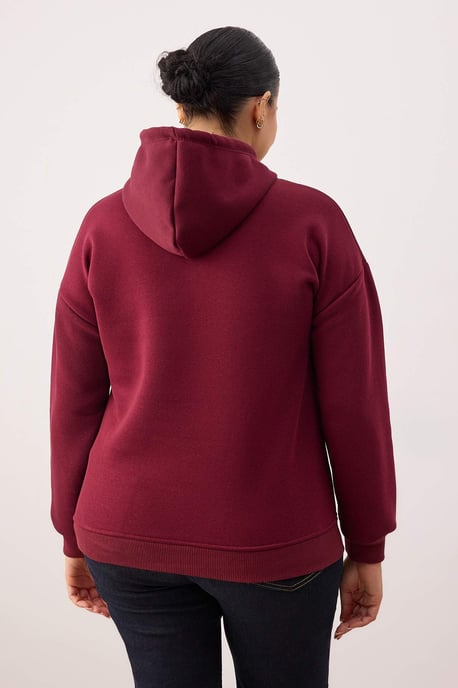 Trendyol Curve Dam Vinröd Grafiskt Lång Regular fit Plus size Sweatshirts - Image 3