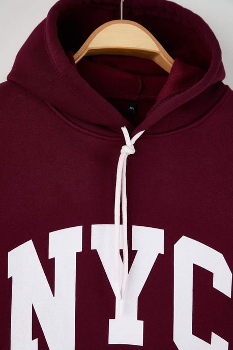 Trendyol Curve Dam Vinröd Grafiskt Lång Regular fit Plus size Sweatshirts - Image 5