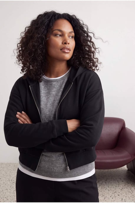 Trendyol Curve Dam Svart Enfärgad Lång, Regular fit Stora storlekar Sweatshirts - Image 1