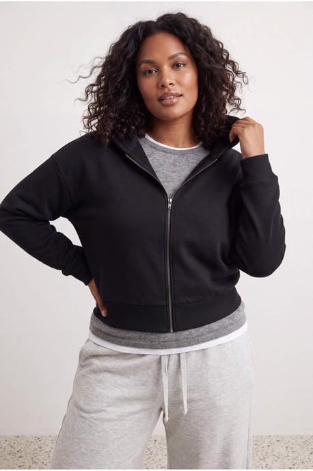 Trendyol Curve Dam Svart Enfärgad Lång, Regular fit Stora storlekar Sweatshirts - Image 3