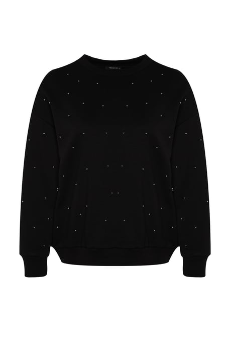 Trendyol Curve Dam Svart Enfärgad Lång Oversize Plus size Sweatshirts - Image 5