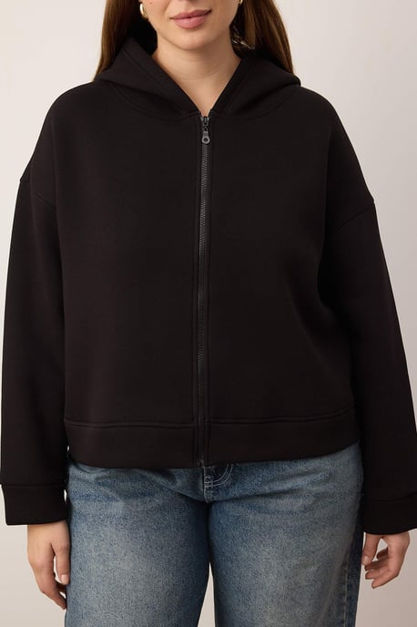Trendyol Curve Dam Svart Enfärgad Trekvartsärm Oversize Plus size Sweatshirts - Image 2