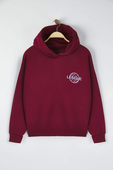 Trendyol Curve Dam Vinröd Slogan Lång Relaxed fit Plus size Sweatshirts - Image 4
