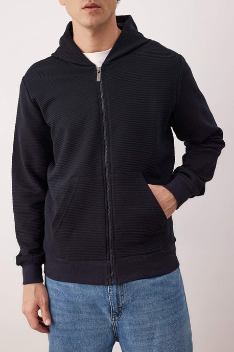 TRENDYOL MAN Men's Dark blue Plain Long Regular fit Sweatshirts - Image 2