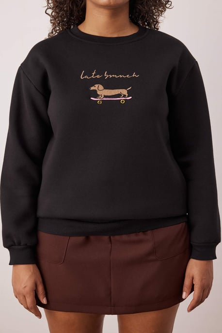 Trendyol Curve Dam Svart Enfärgad Lång Regular fit Plus size Sweatshirts - Image 2