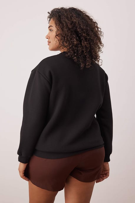 Trendyol Curve Dam Svart Enfärgad Lång Regular fit Plus size Sweatshirts - Image 3